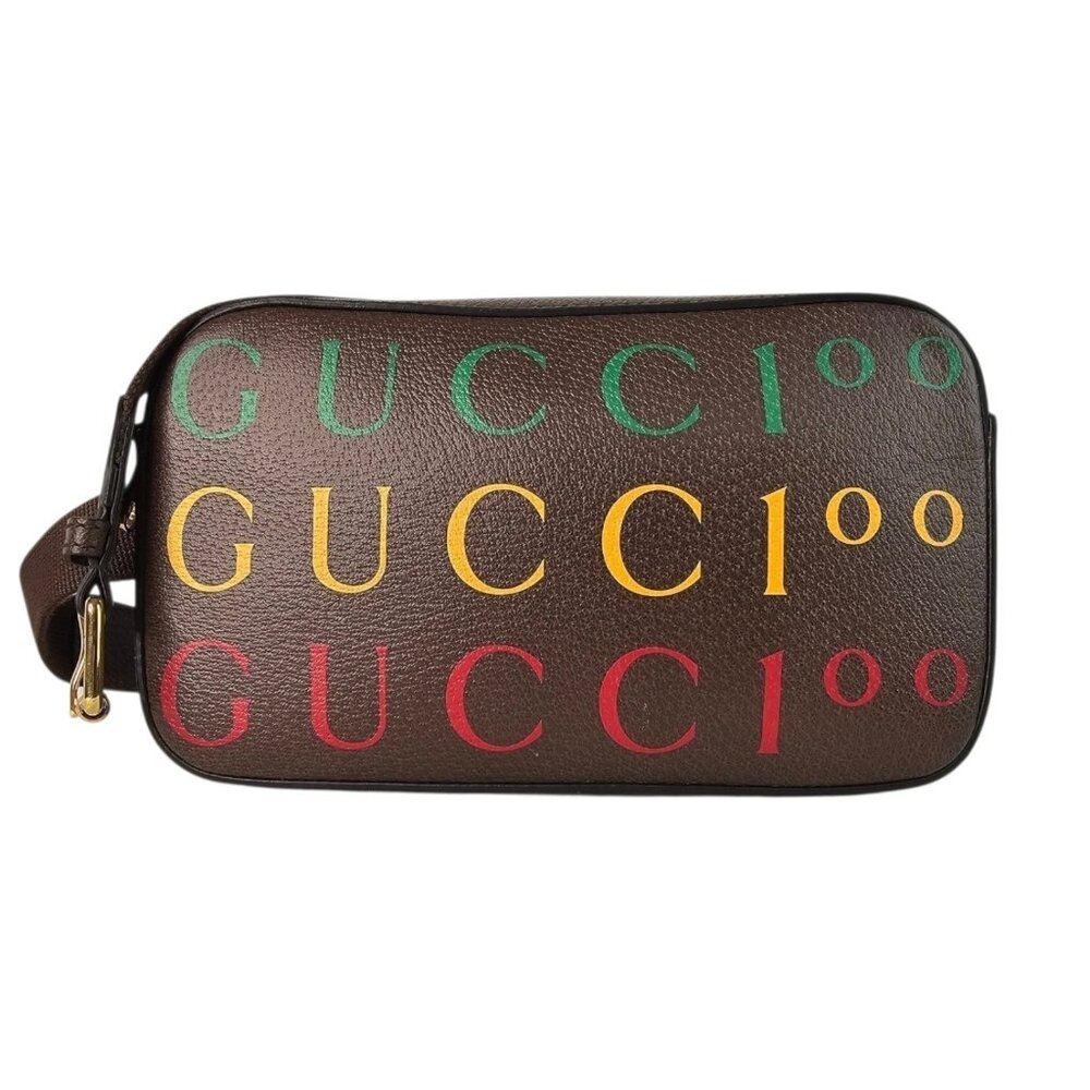 GUCCI Belt Waist Bum Bag Crossbody Bag Brown Leather Unisex Logo GG Rare LTD EDT